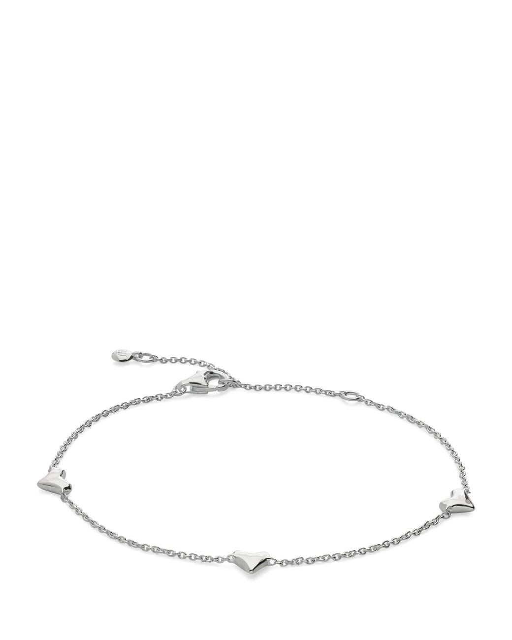 Monica Vinader White Sterling Heart Station Chain Bracelet
