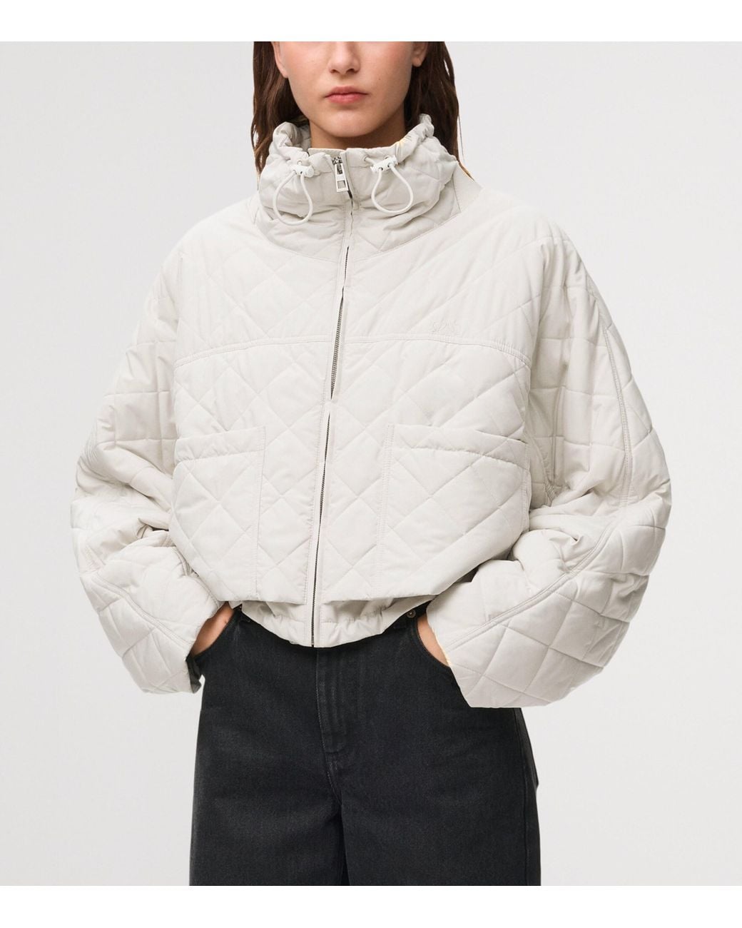 Loewe White High-Neck Quilted Jacket