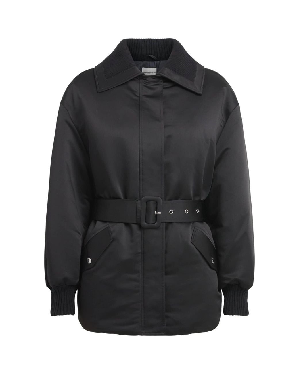 Claudie Pierlot Black Satin Belted Puffer Jacket