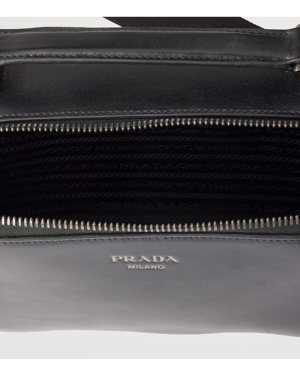 Prada Black Leather Brique Cross-Body Bag for men