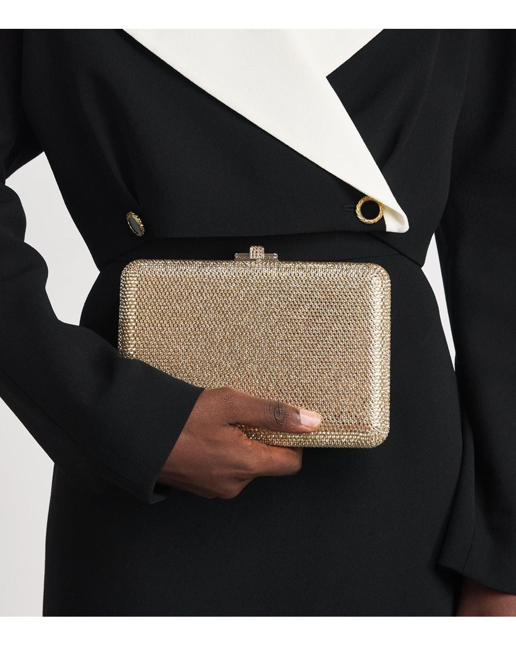 Judith Leiber Natural Crystal-Embellished Slim Slide Clutch Bag