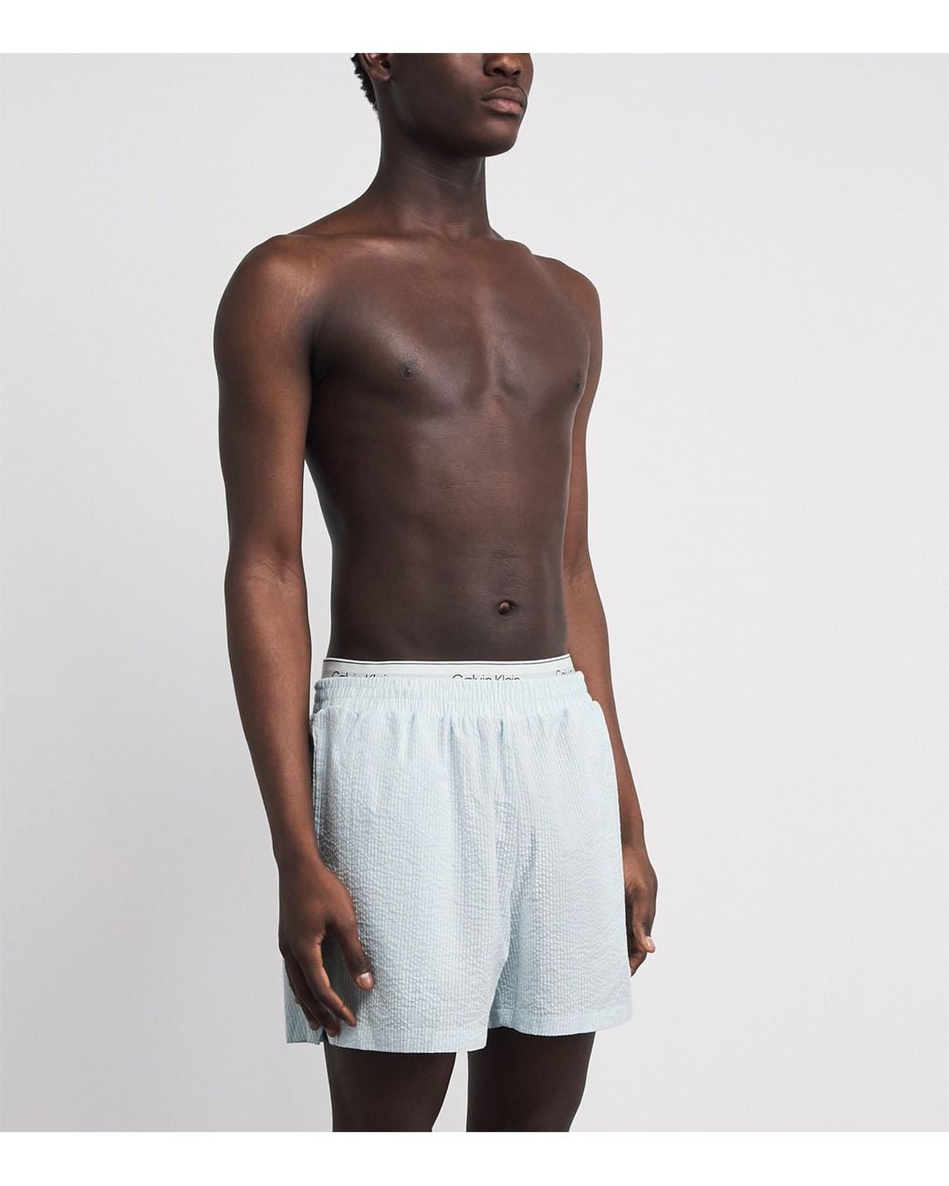 Calvin Klein Blue Cotton Seersucker Stripe Pyjama Bottoms for men