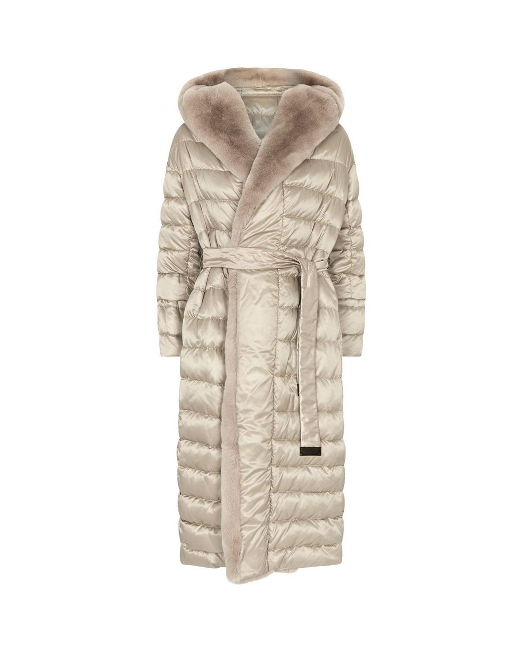 Max Mara The Cube Rabbit Trim Quilted Coat in Gray | Lyst