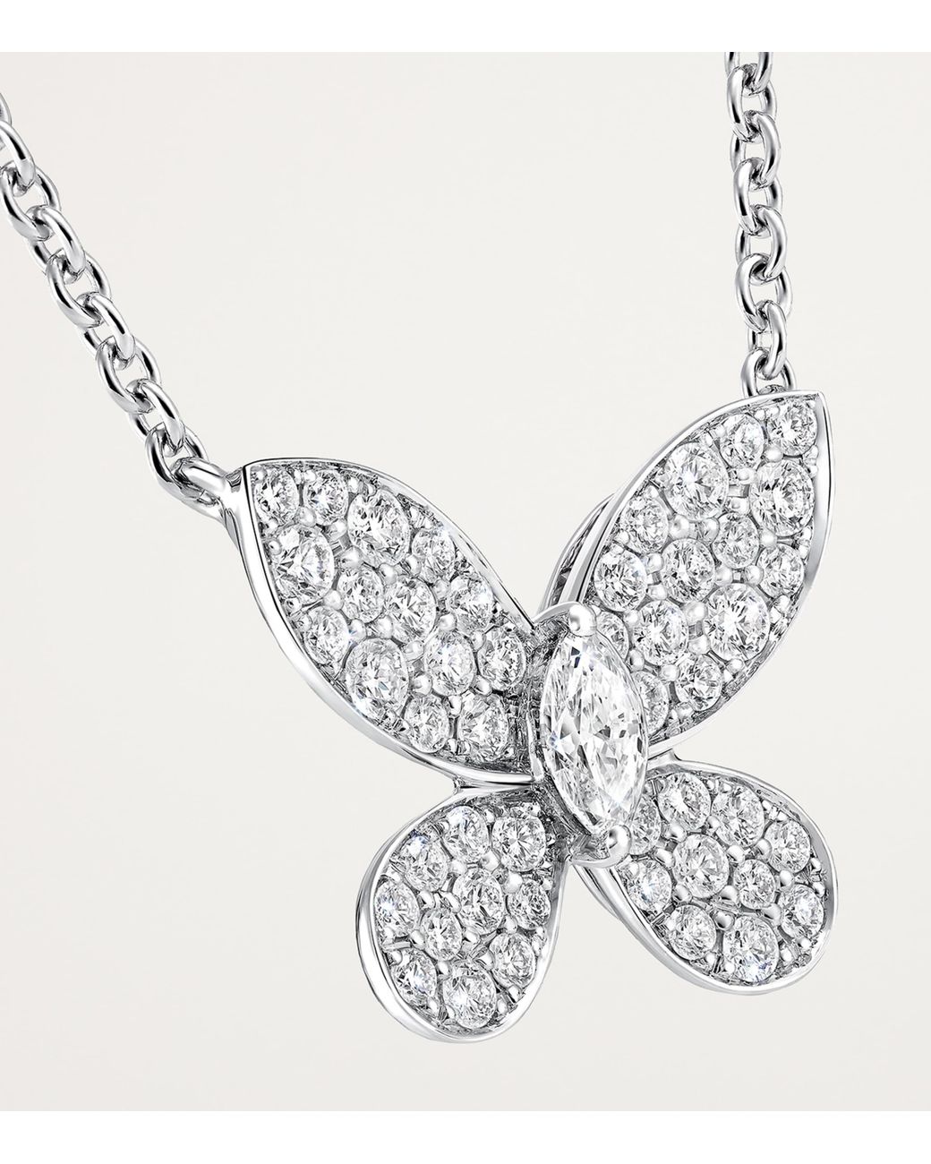 Graff Metallic And Diamond Pavé Butterfly Small Pendant Necklace