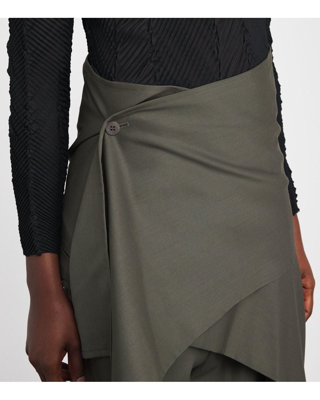 Issey Miyake Gray Wool-Blend Lustrous Wrap Trousers