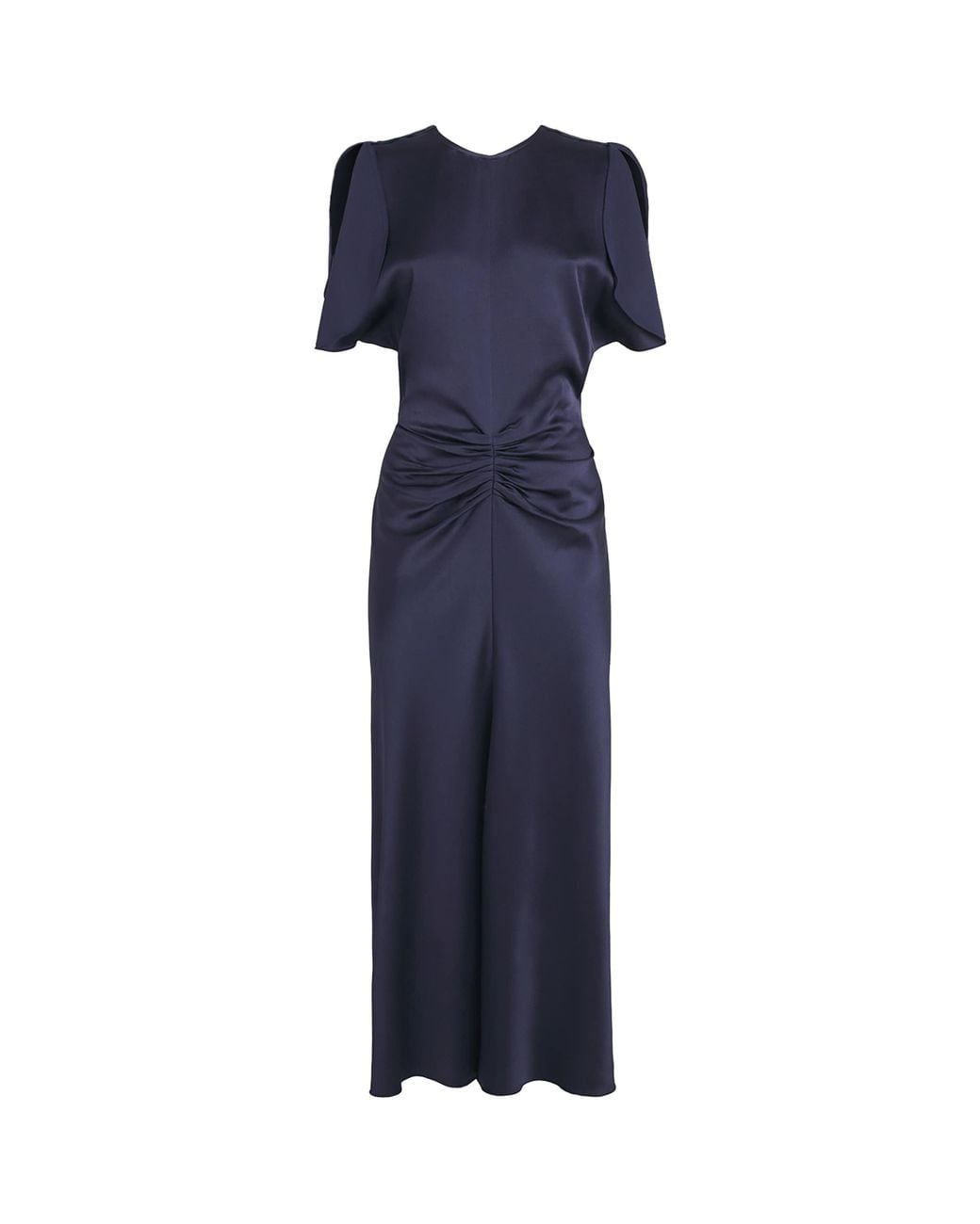 Victoria Beckham Blue Satin Bela Midi Dress