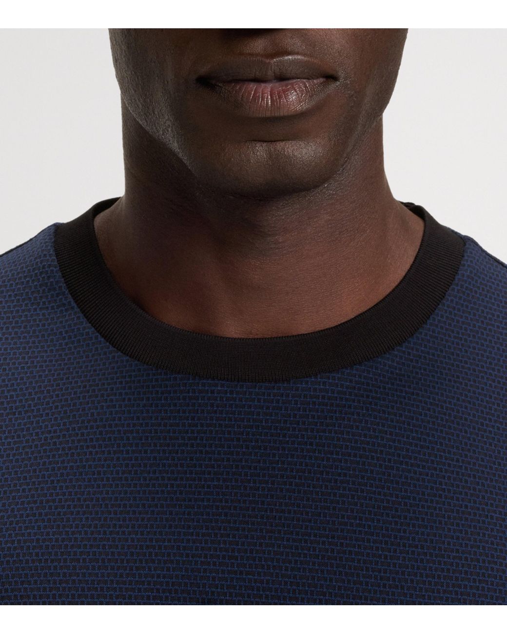Boss Blue Mercerised Cotton T-Shirt for men