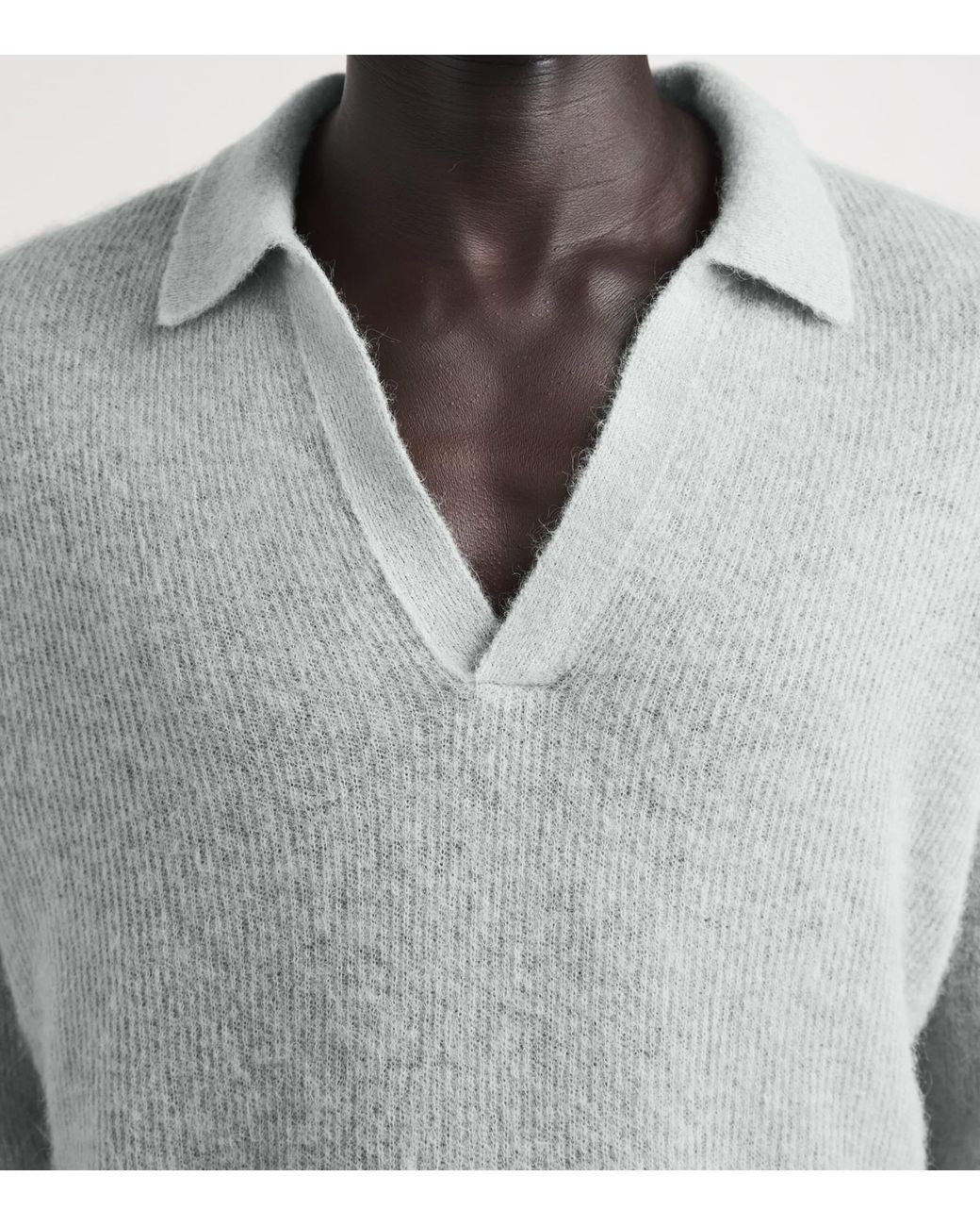 Auralee Gray Alpaca-Blend Skipper Polo Sweater for men