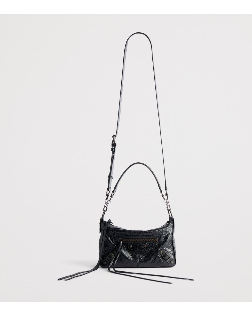 Balenciaga Black Mini Lambskin Le City Moto Shoulder Bag
