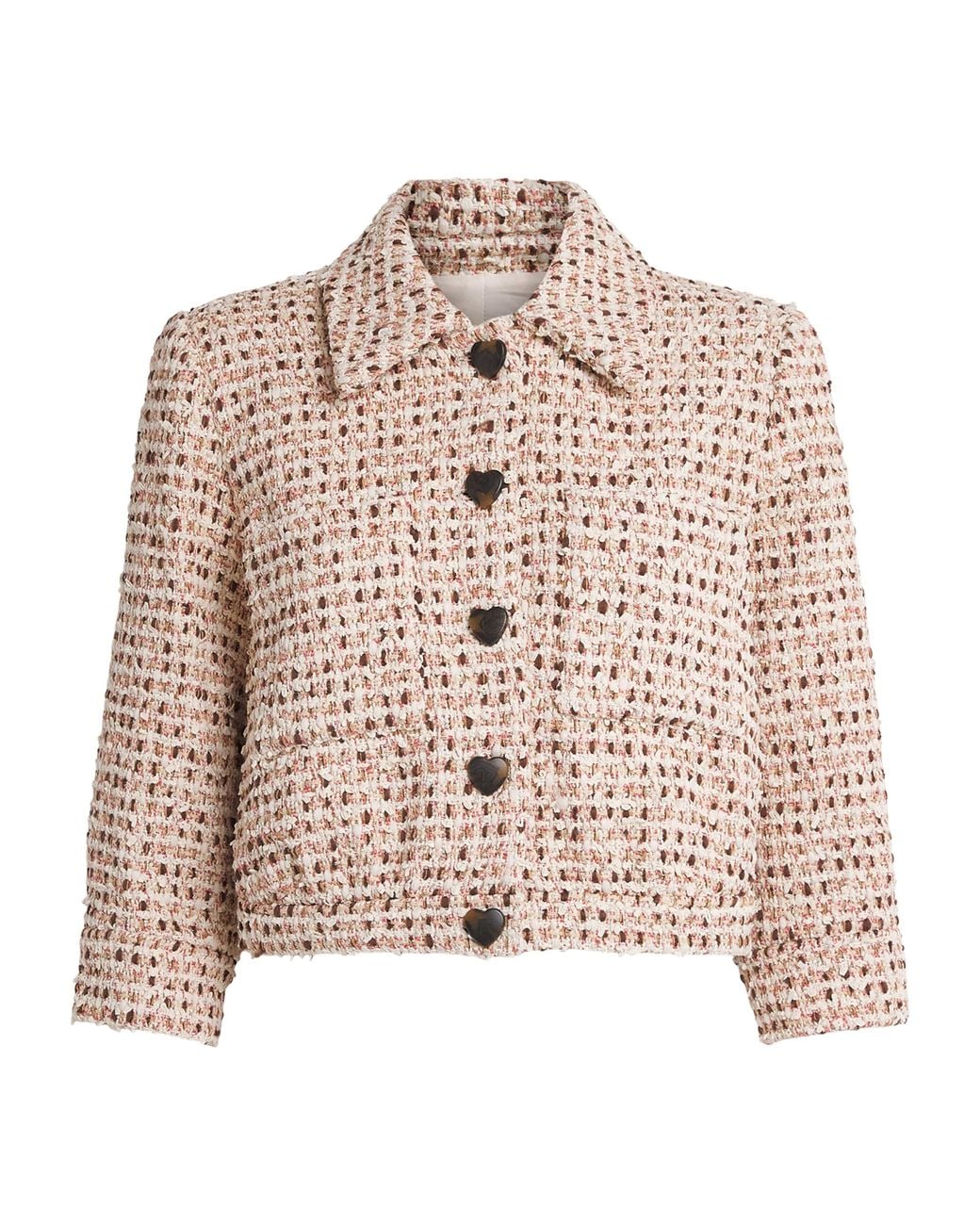 L'Agence Brown Tweed Jia Cropped Jacket