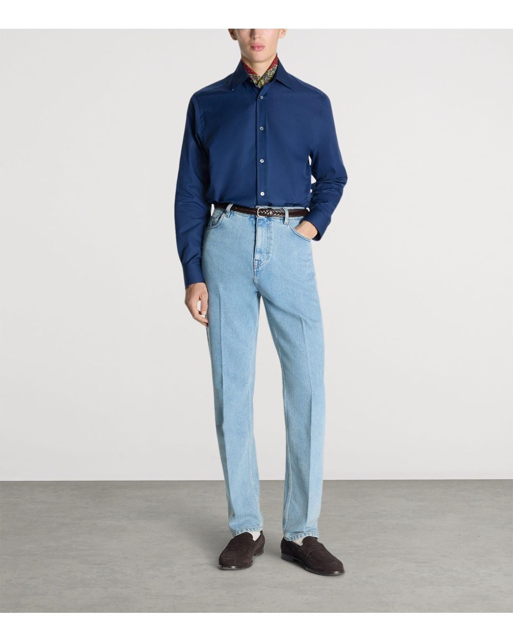 Dunhill Blue Giza Cotton Formal Shirt for men