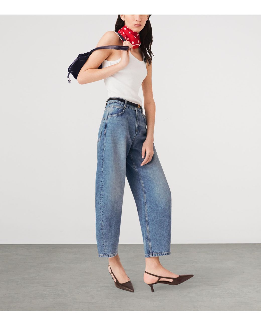 Maje Blue Cropped Barrel Jeans