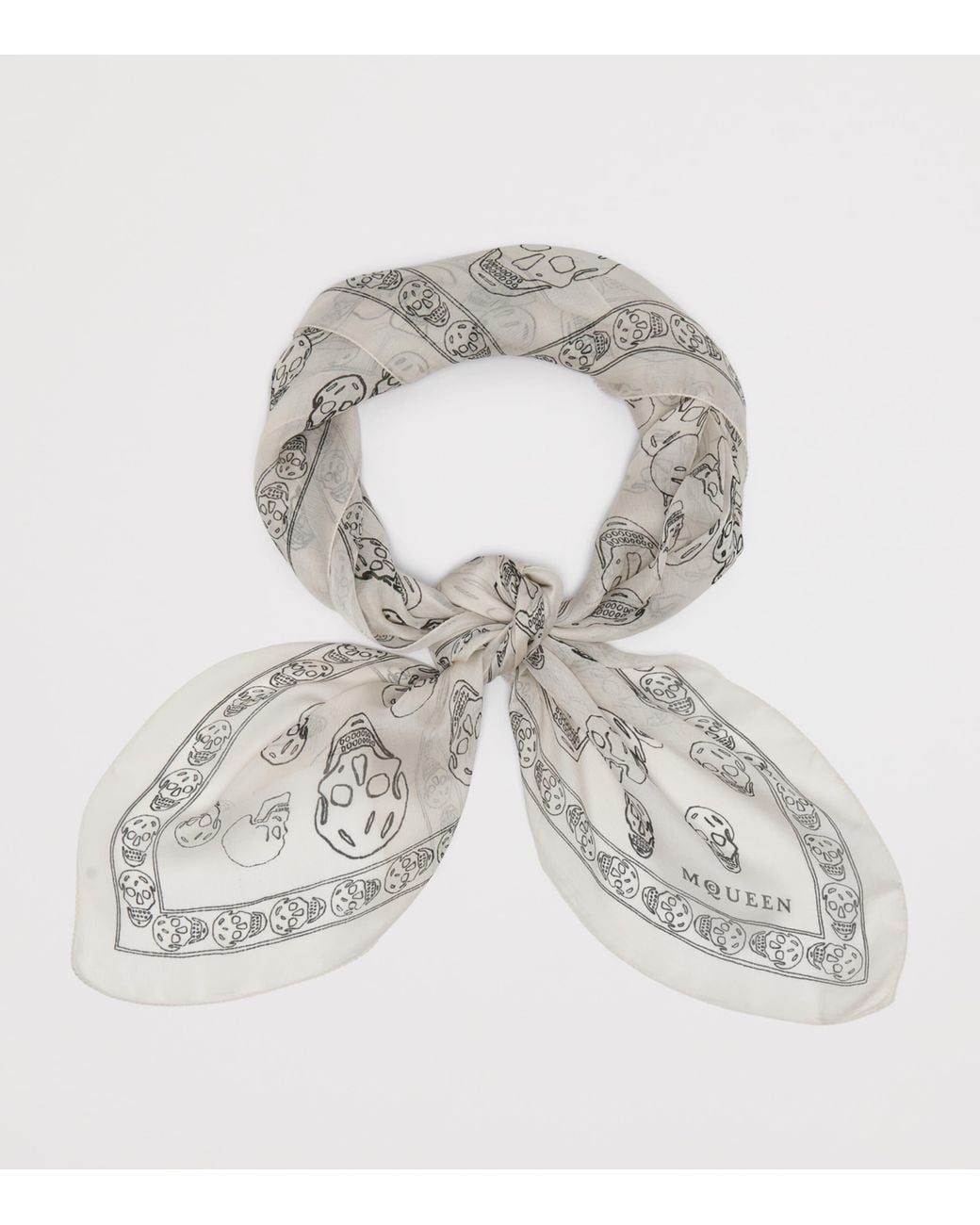 McQueen Metallic Silk Painted Skull Scarf