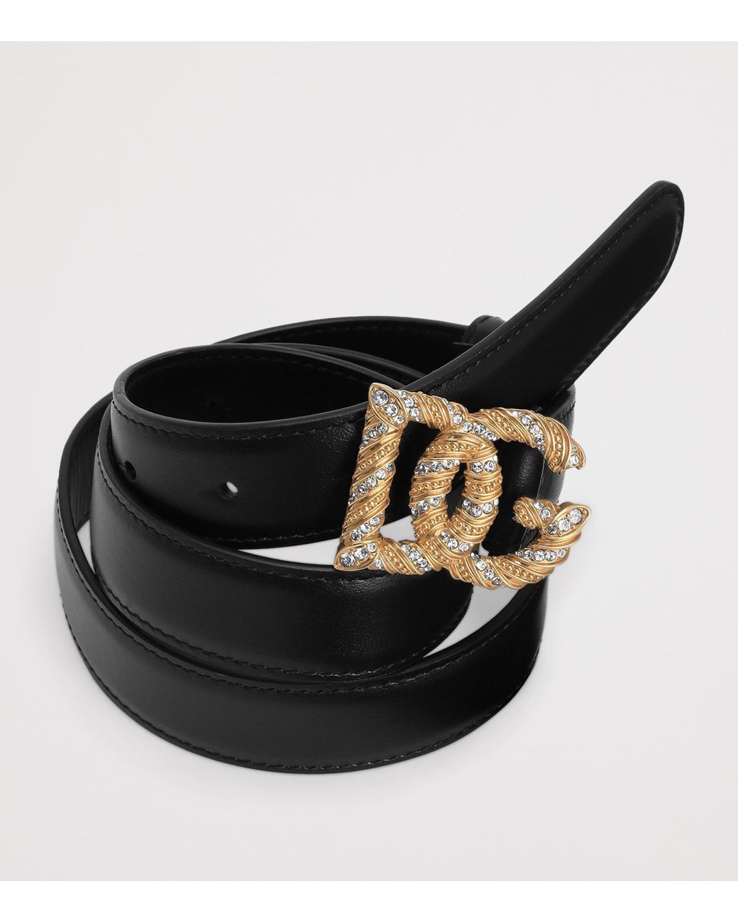 Dolce & Gabbana Black Calfskin Logo Belt