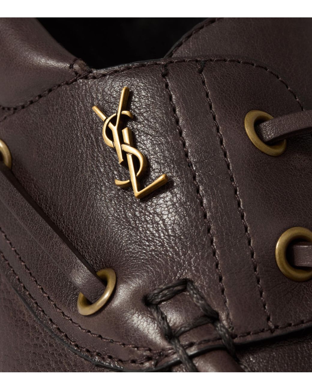 Saint Laurent Brown Leather Bateau Le Loafers for men
