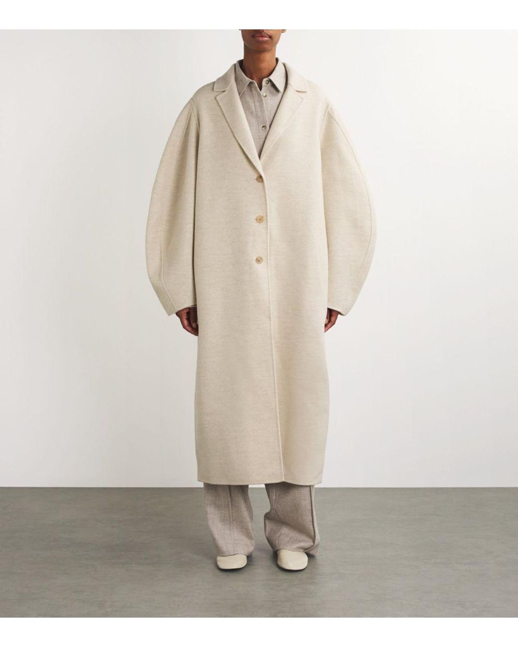 LE17SEPTEMBRE Wool-Blend Balloon Trench Coat in Natural | Lyst
