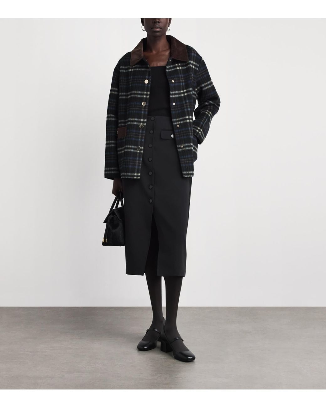 Claudie Pierlot Black Button-Front Midi Skirt