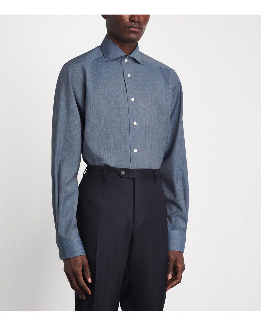 Eton of Sweden Blue Merino Wool Houndstooth Shirt for men
