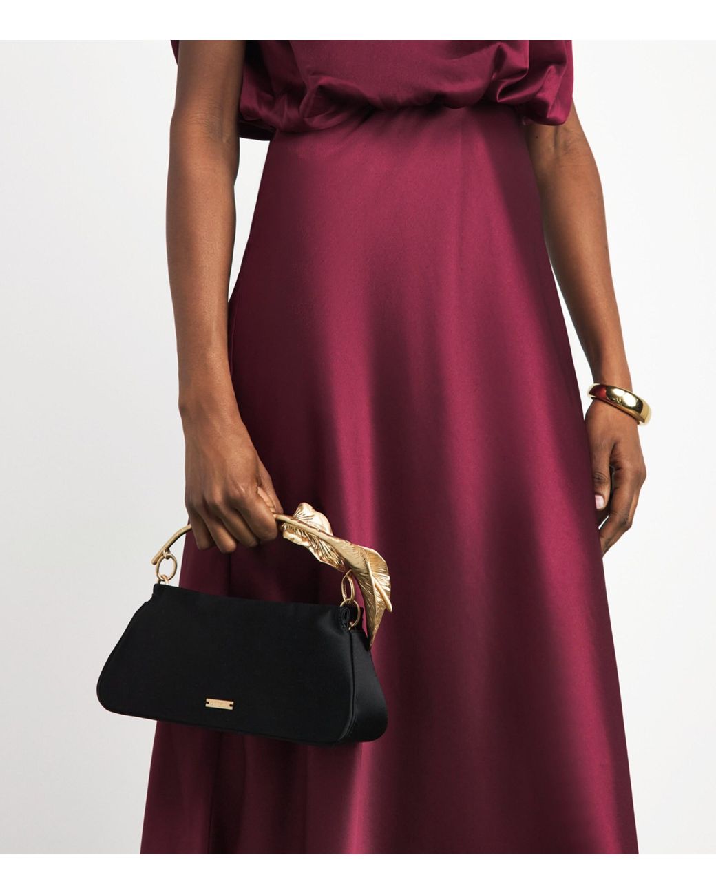 Toccin Purple Satin Flora Midi Dress