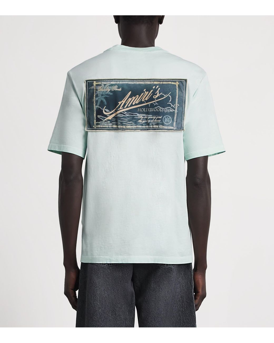 Amiri Blue Cotton Quality Goods Patch T-Shirt for men