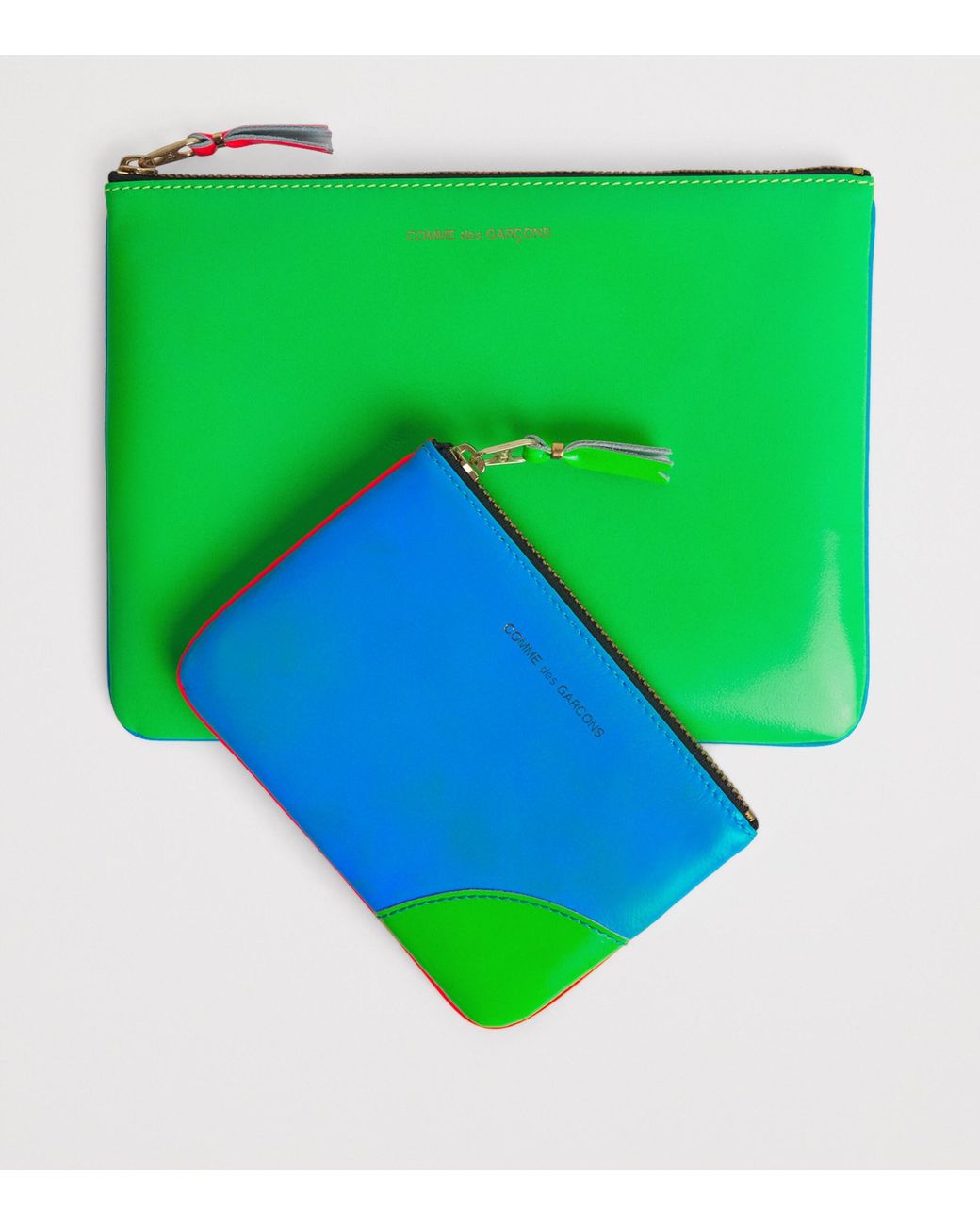 Comme des Garçons Blue Small Leather Super Fluo Pouch for men