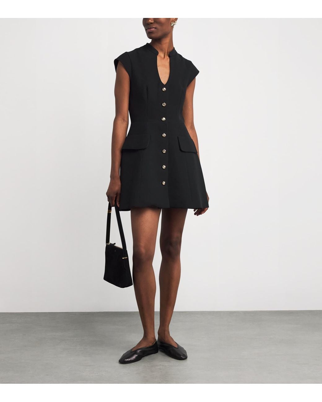 Sandro Black Structured Buttoned Mini Dress