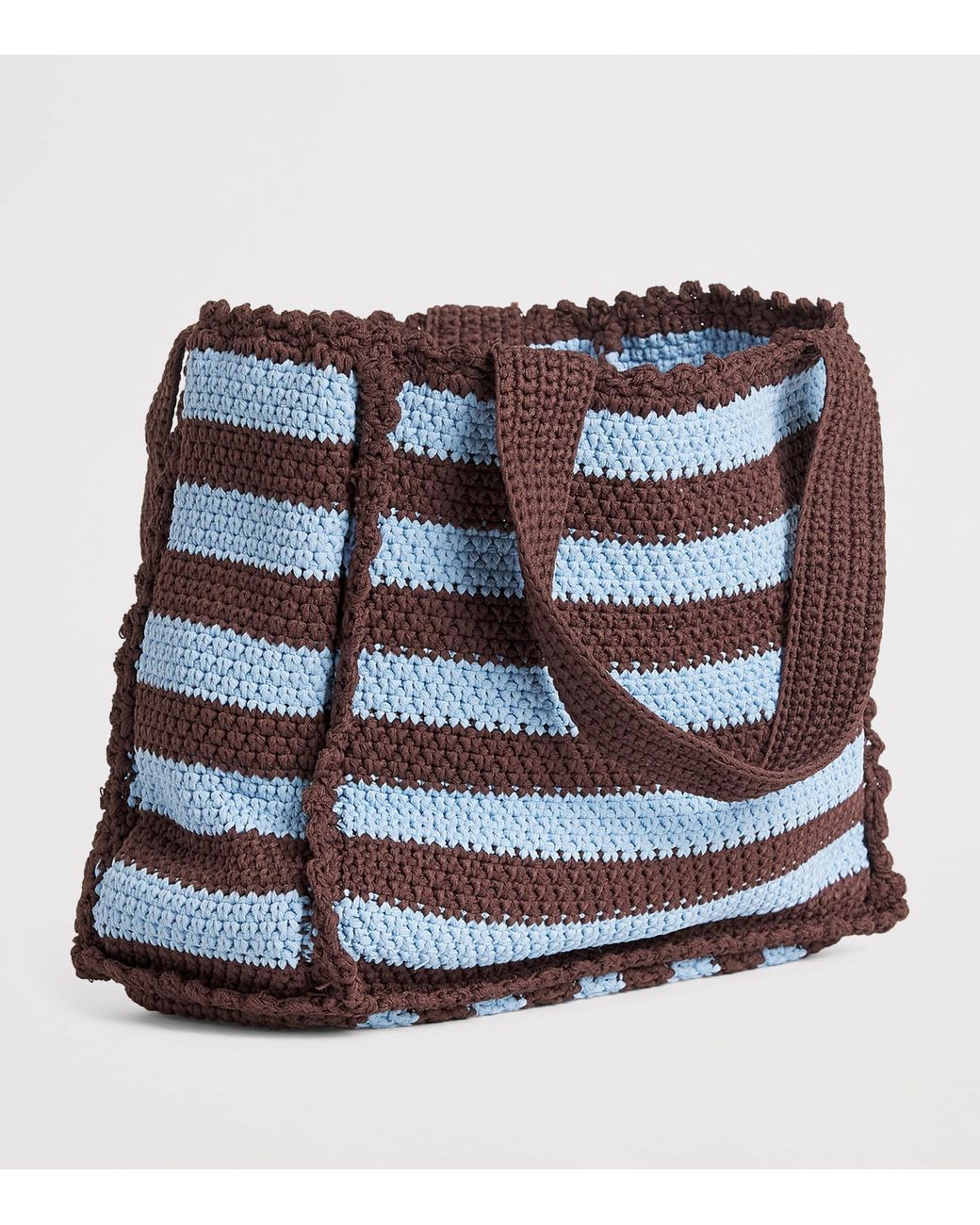 Sandro Black Crochet Stripe Tote Bag