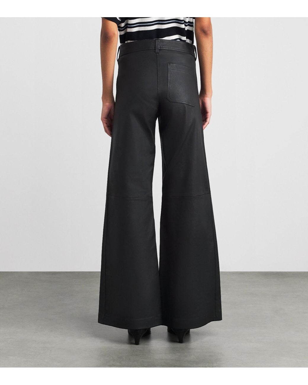 Polo Ralph Lauren Black Leather Beaton Flared Trousers
