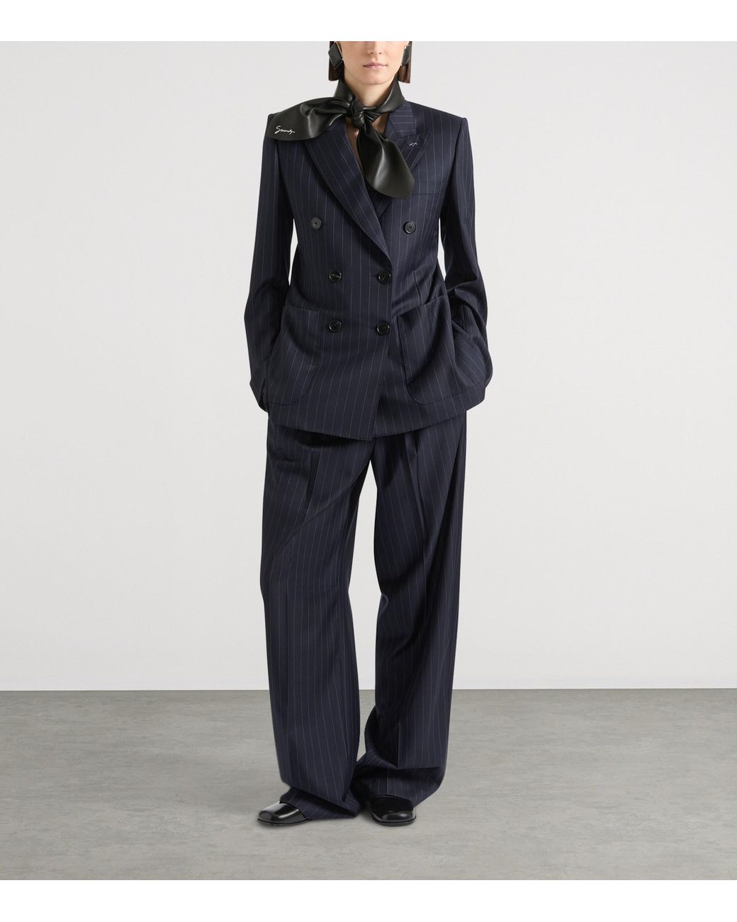 Givenchy Blue Wool Pinstripe Double-Breasted Blazer