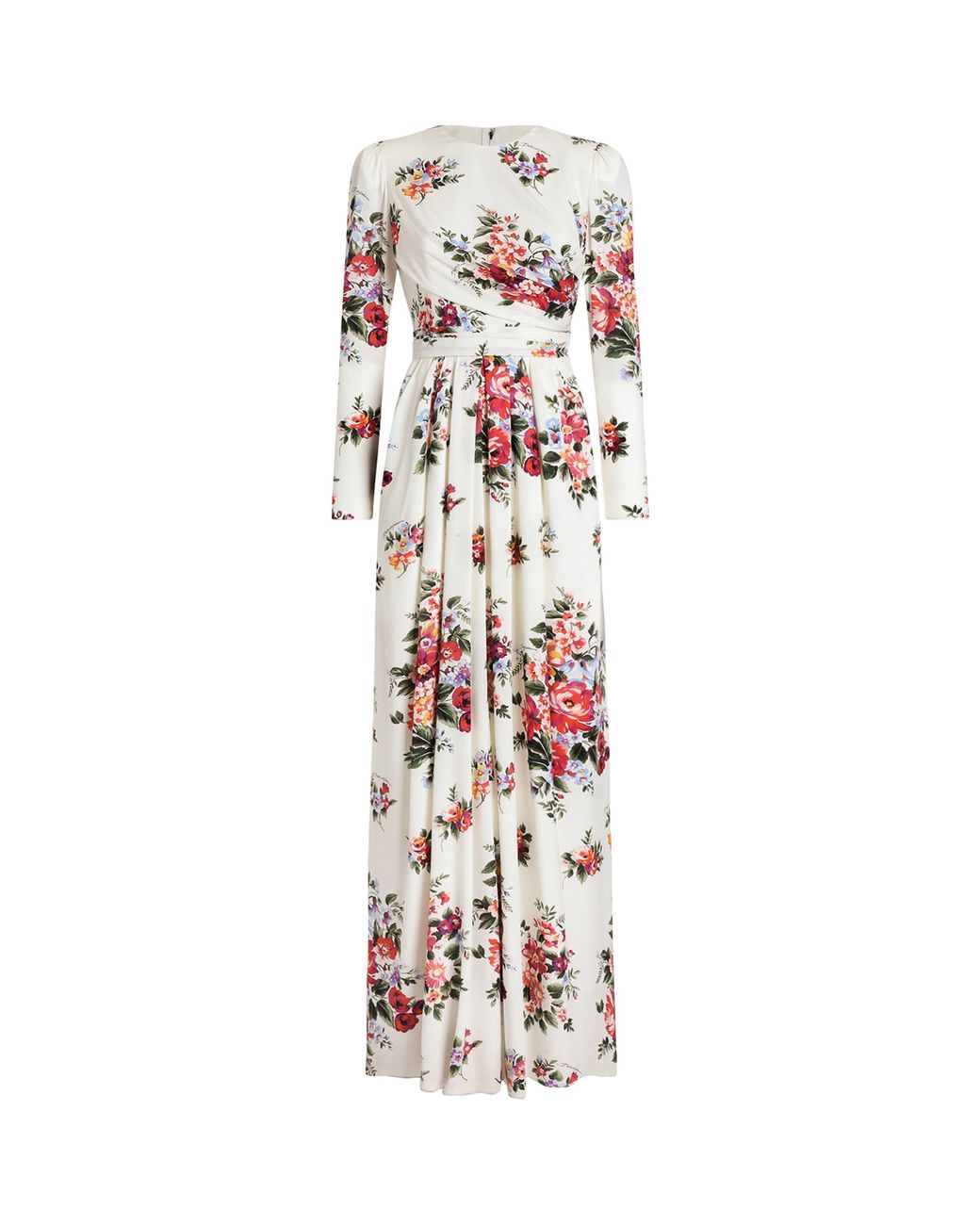 Dolce & Gabbana White Silk Floral Maxi Dress