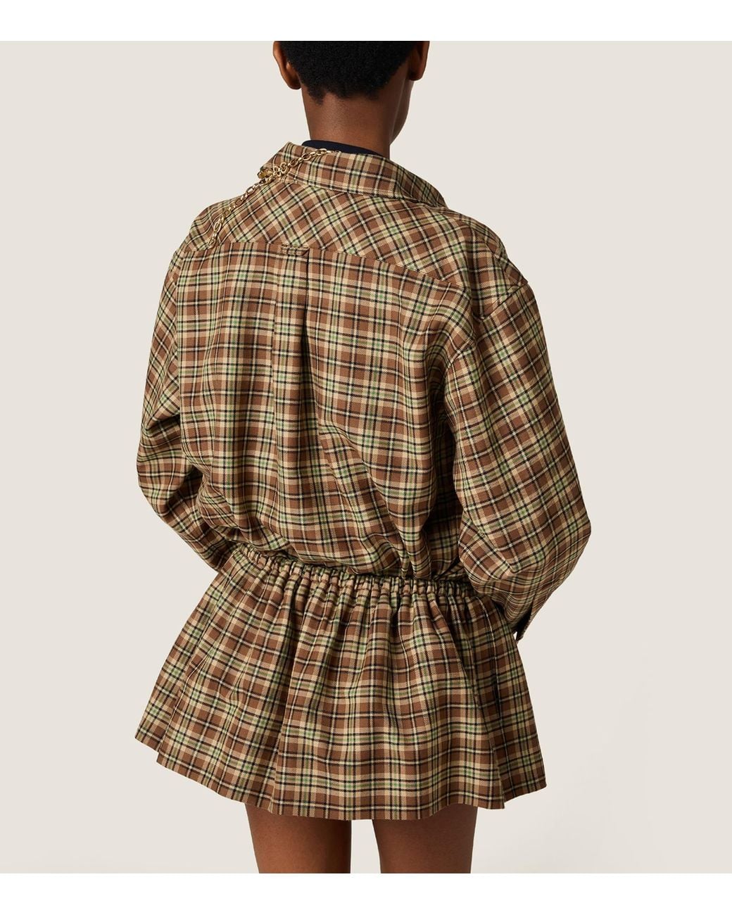 Miu Miu Brown Fleece Plaid Shirt