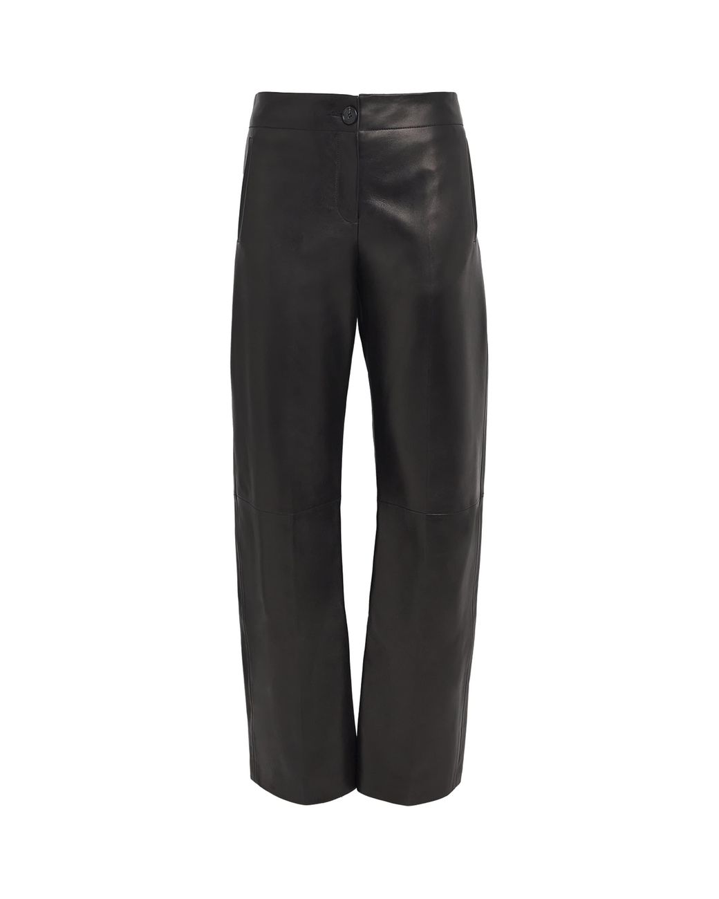 Khaite Black Leather Mita Low-Rise Trousers