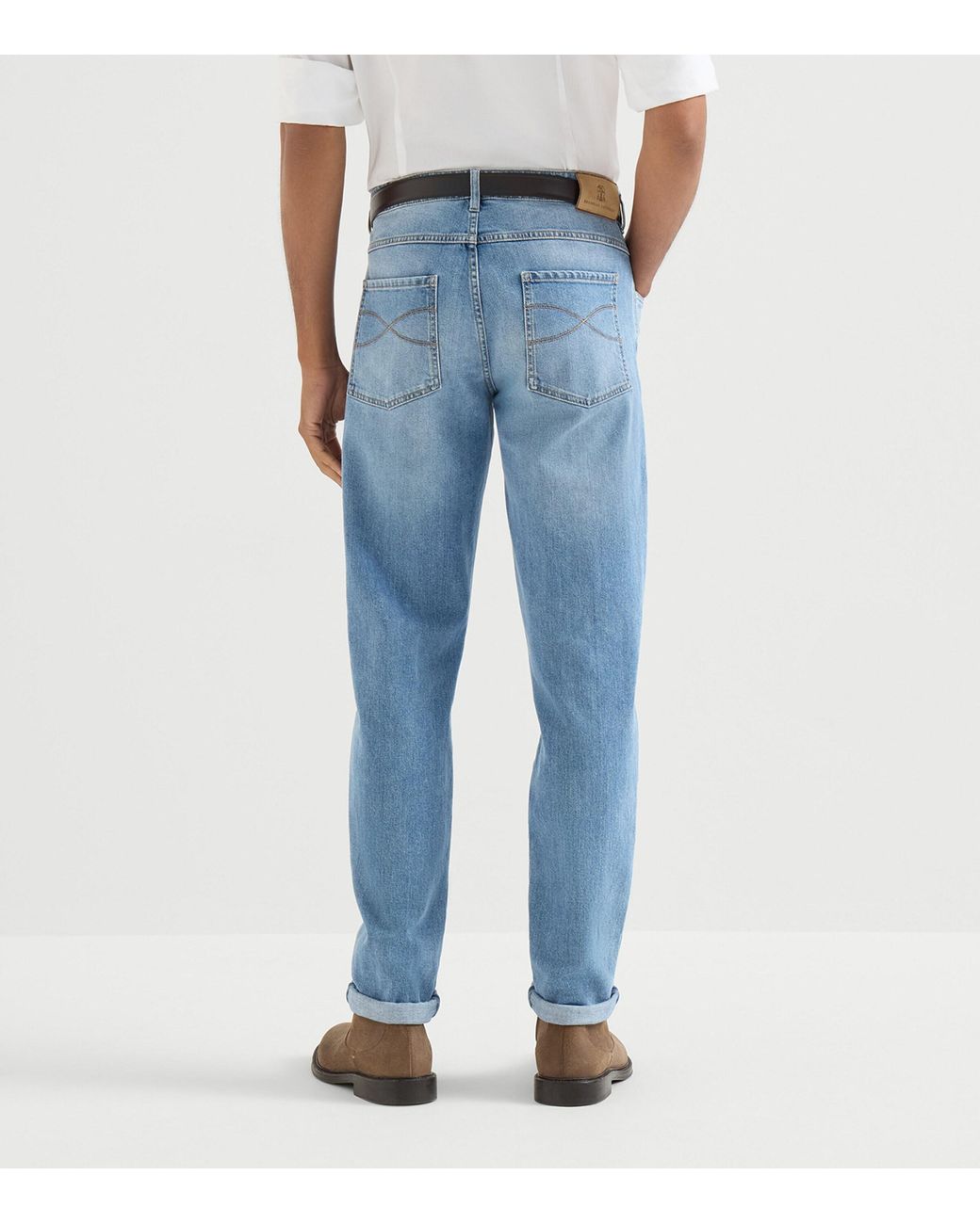 Brunello Cucinelli Blue Stretch-Cotton Slim Jeans for men