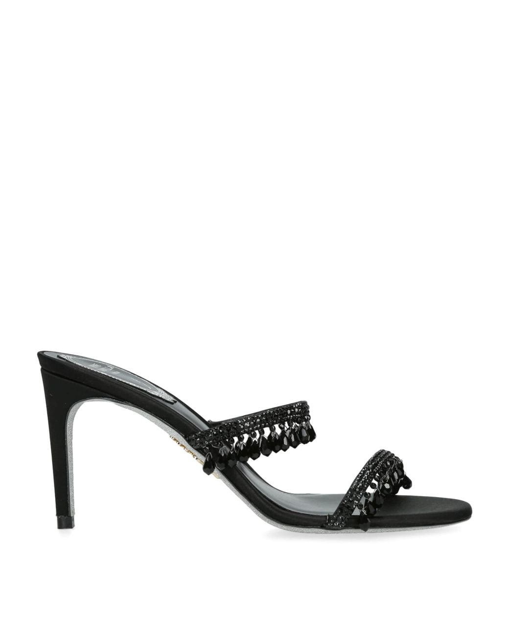 Rene Caovilla Black Embellished Chandelier Heeled Mules 80