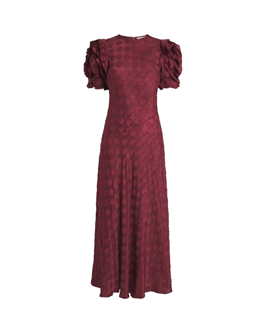 ruffle floral print midi dress in burgundy Floral Tiered Ruffle Midi Dresses