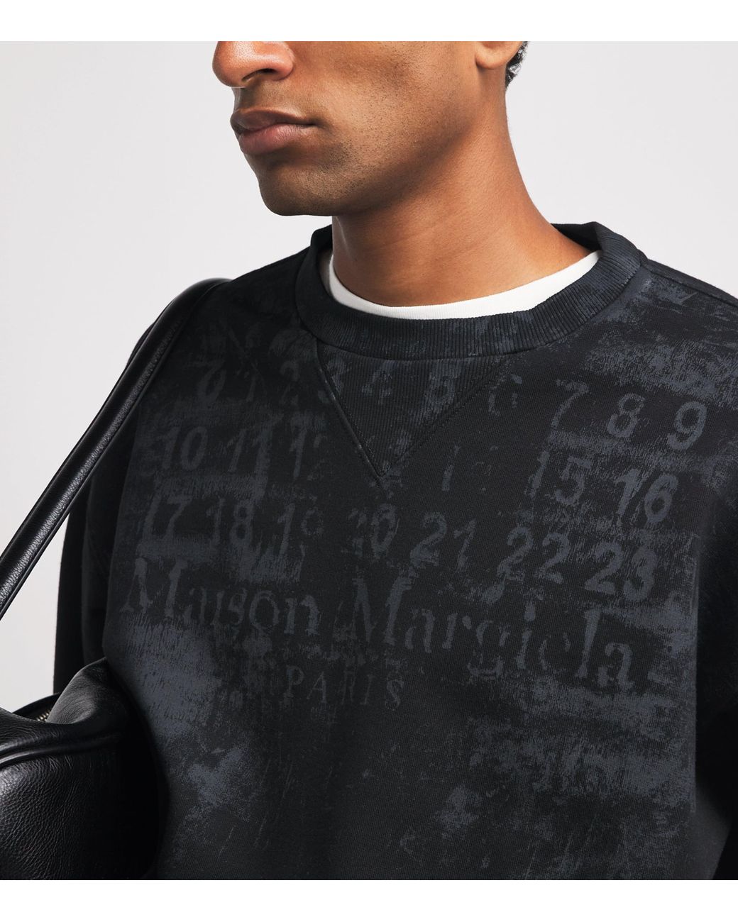 Maison Margiela Black Cotton Numeric Sweatshirt for men