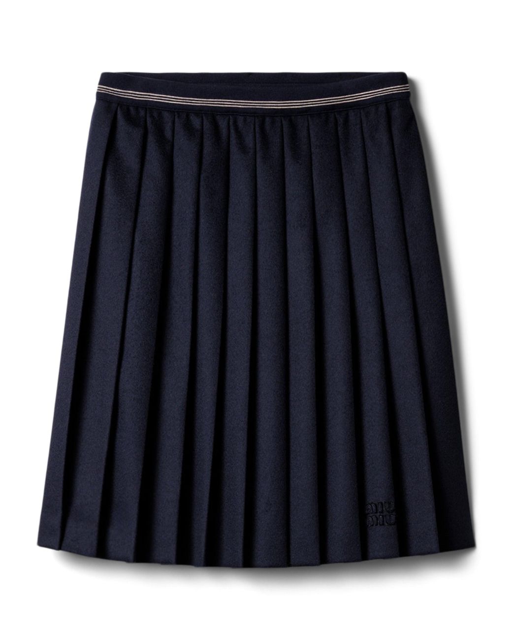 Miu Miu Blue Wool-Cashmere Pleated Midi Skirt