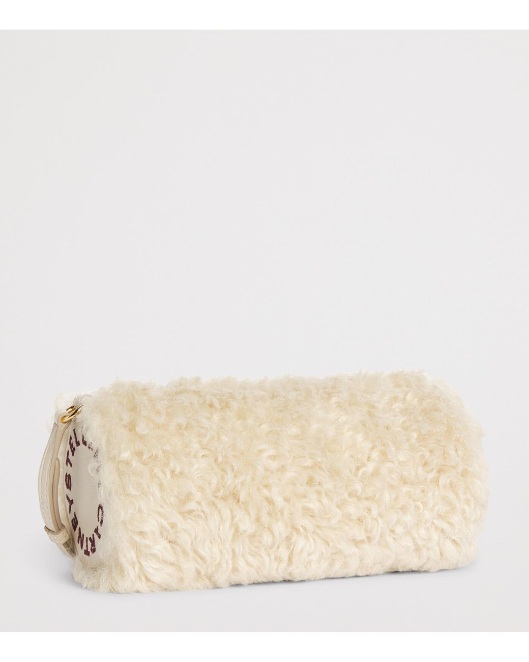Stella McCartney Natural Faux Shearling Logo Bracelet Shoulder Bag
