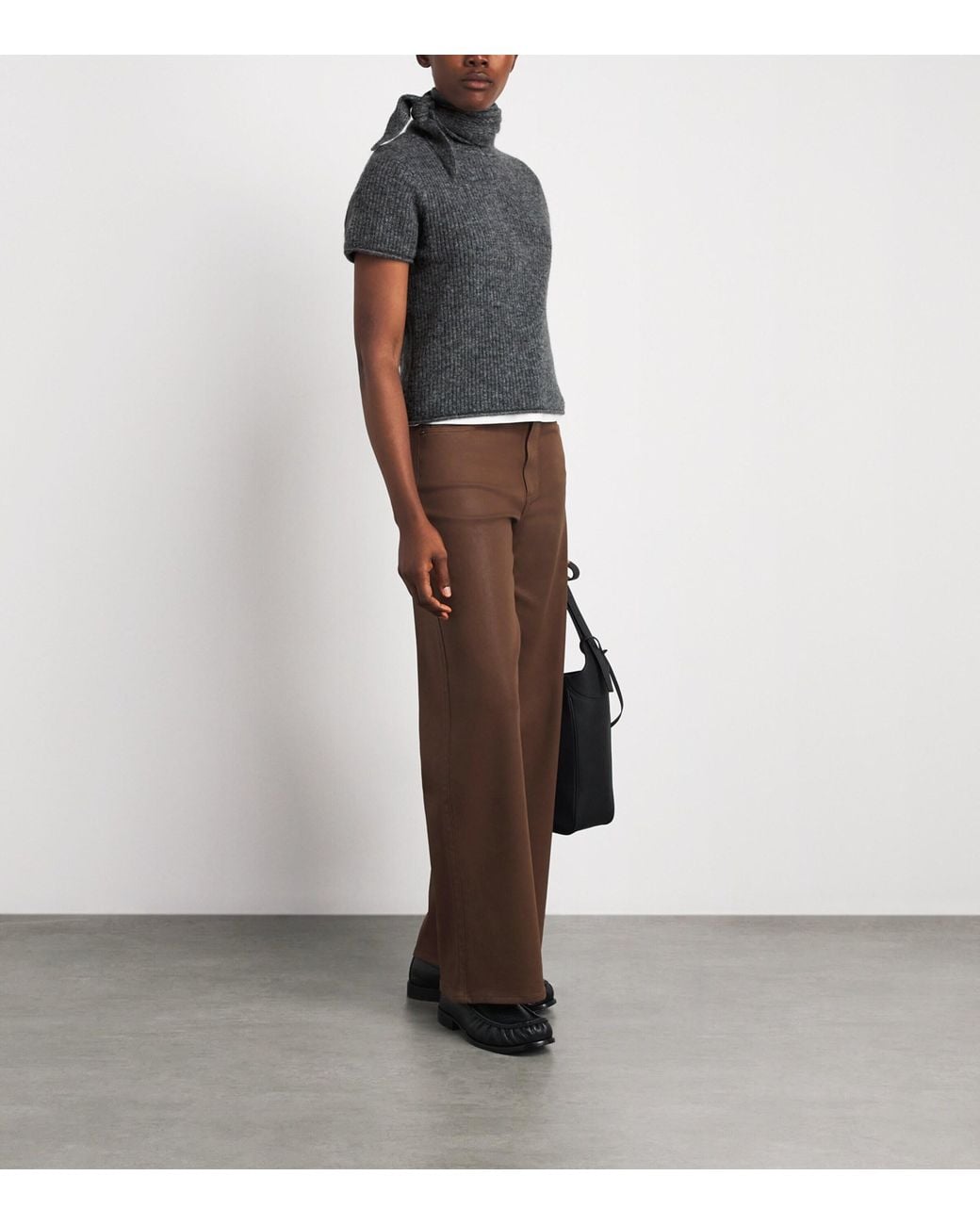 ME+EM Gray Wool-Blend Scarf Half-Zip T-Shirt