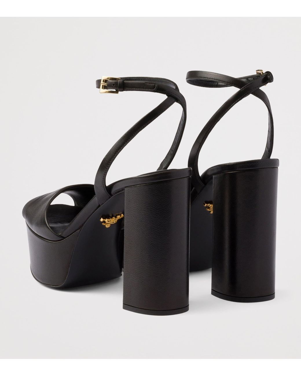 Prada Black Nappa Leather Platform Sandals 115