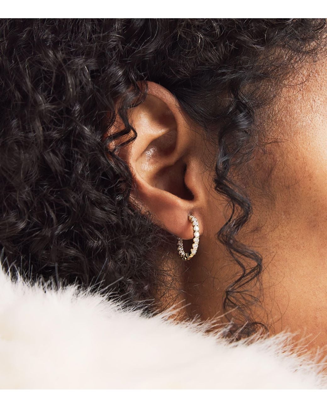 Harrods Metallic Medium And Diamond Hoop Earrings