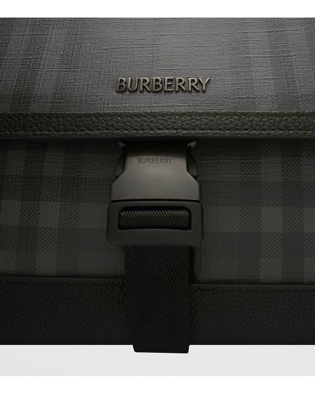 Burberry Black City Check Messenger Bag for men