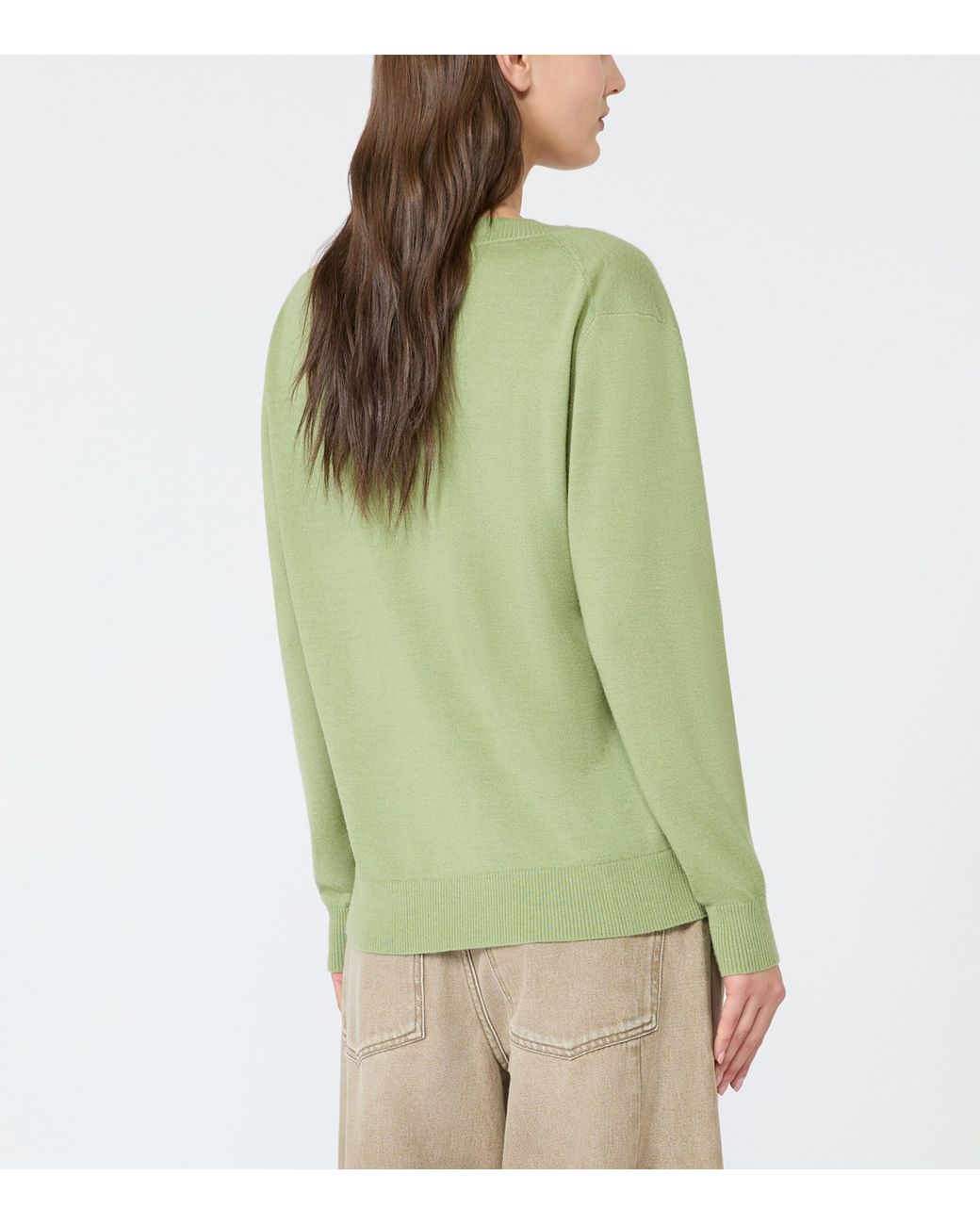 Weekend by Maxmara Green Wool-Silk V-Neck Sweater