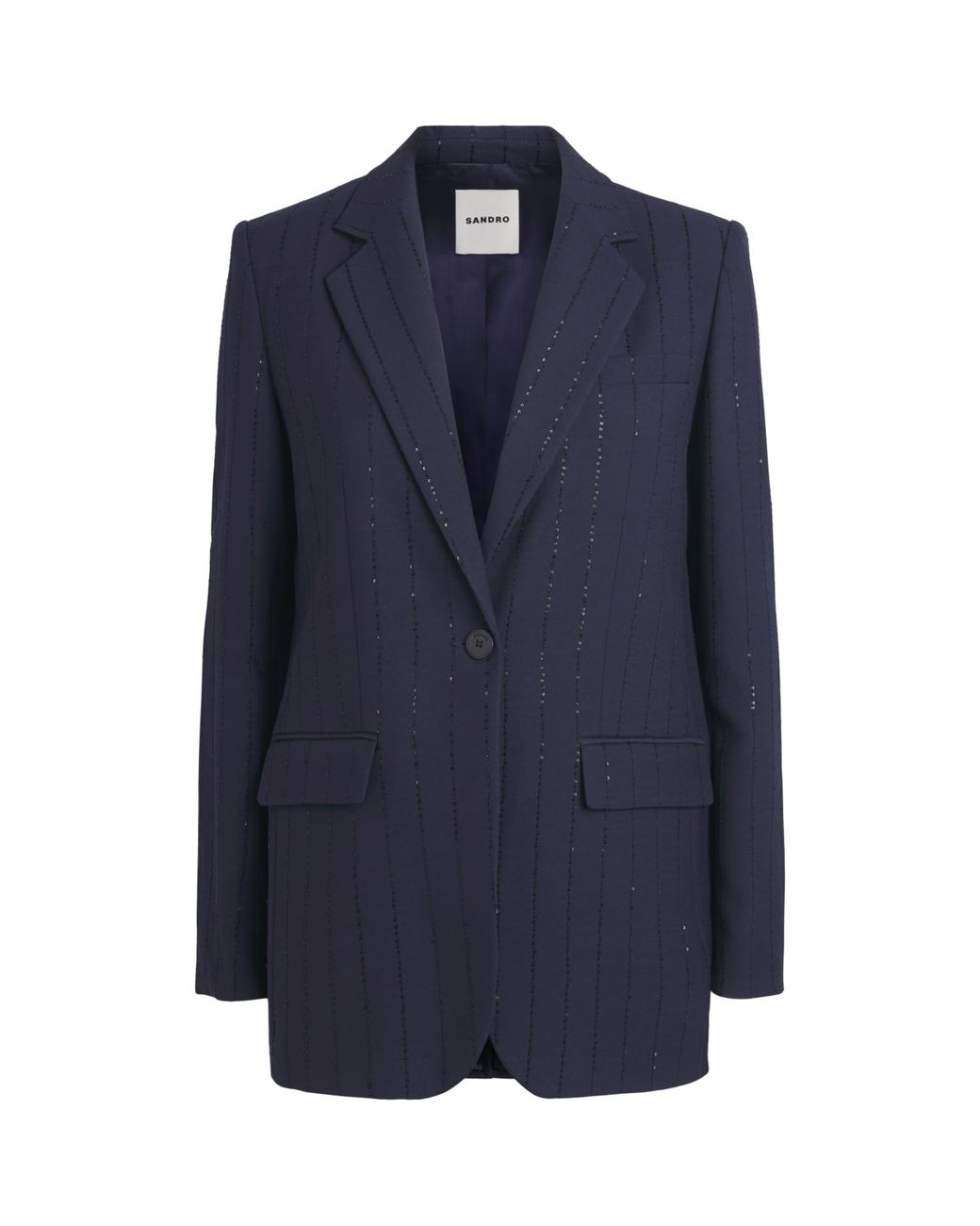 Sandro Blue Embellished Stripe Blazer