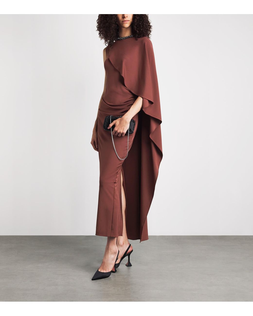 Roland Mouret Red Jersey Crystal-Embellished Column Dress
