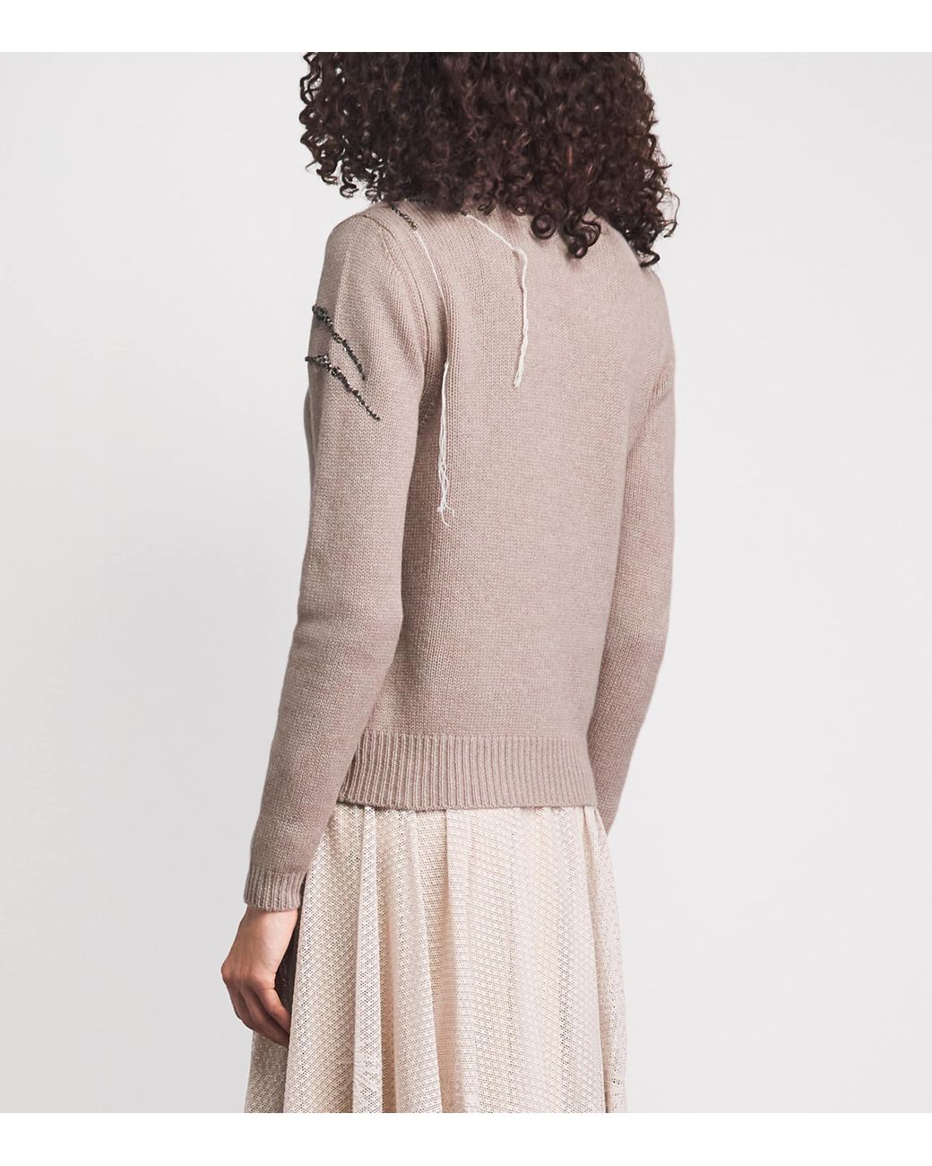 Fabiana Filippi Brown Wool-Silk-Cashmere Embellished Cardigan