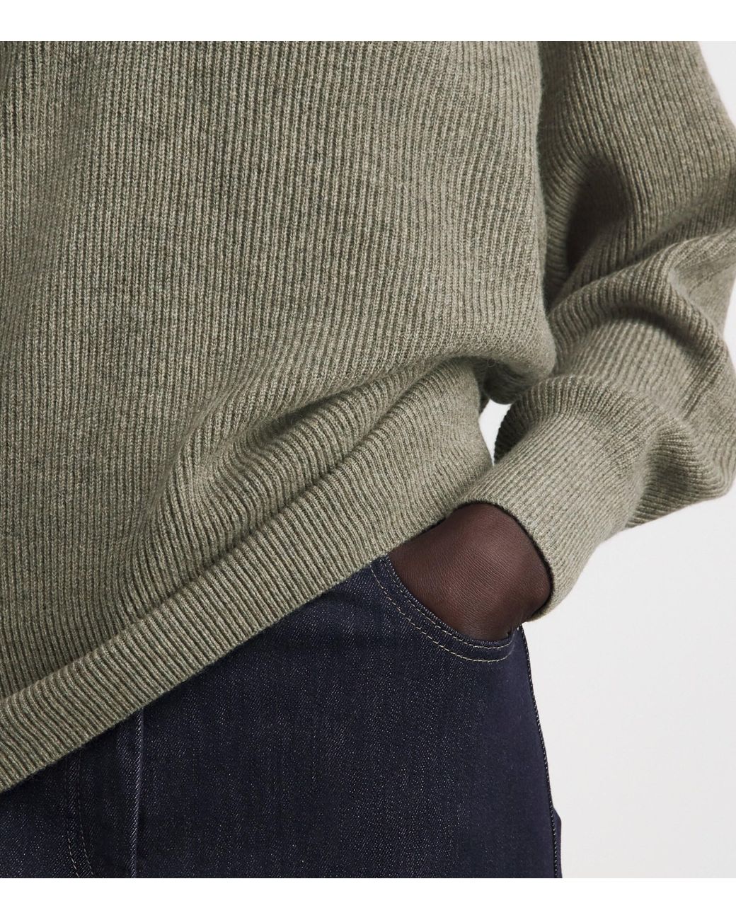 Agnona Green Cashmere V-Neck Sweater