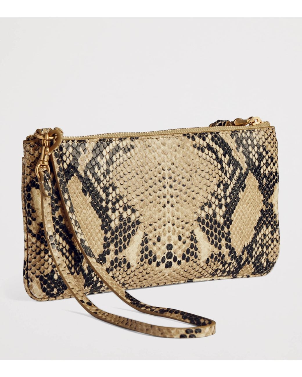Balenciaga Metallic Calfskin Python-Embossed Pouch