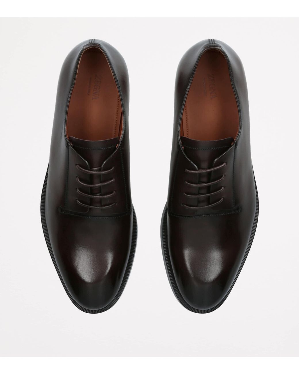 Zegna Brown Leather Torino Derby Shoes for men