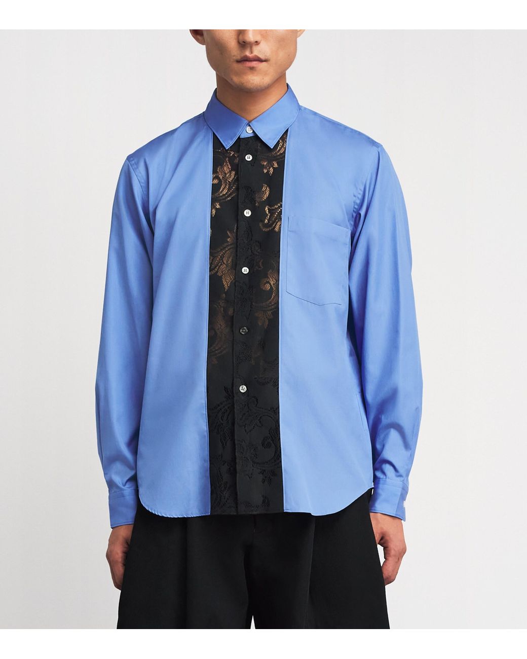 Comme des Garçons Blue Cotton Lace-Detail Shirt for men